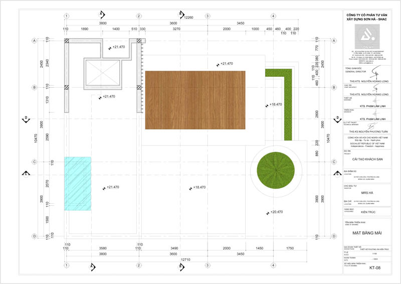 Mặt bằng mái cải tạo của khách sạn mini 5 tầng tại Quảng Ninh
