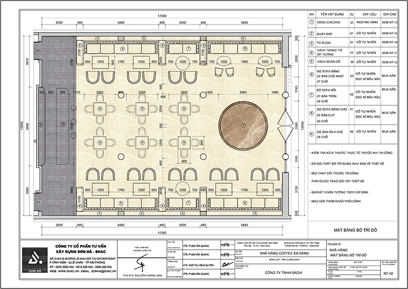 Mặt bằng cải tạo nhà hàng Sachi tại Quảng Ninh