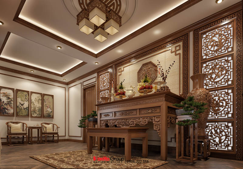 Các họa tiết truyền thống được sử dụng trong thiết kế phòng thờ nhà ống Tân cổ điển