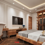 Các chi tiết cách điệu được điểm xuyết trong không gian phòng ngủ phong cách Tân cổ điển