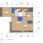 Mặt bằng tầng 2 của biệt thự kinh doanh phong cách hiện đại