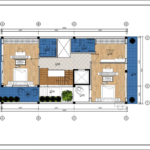 Mặt bằng tầng 2 trong biệt thự hiện đại 2 tầng 1 tum tại Hải Phòng