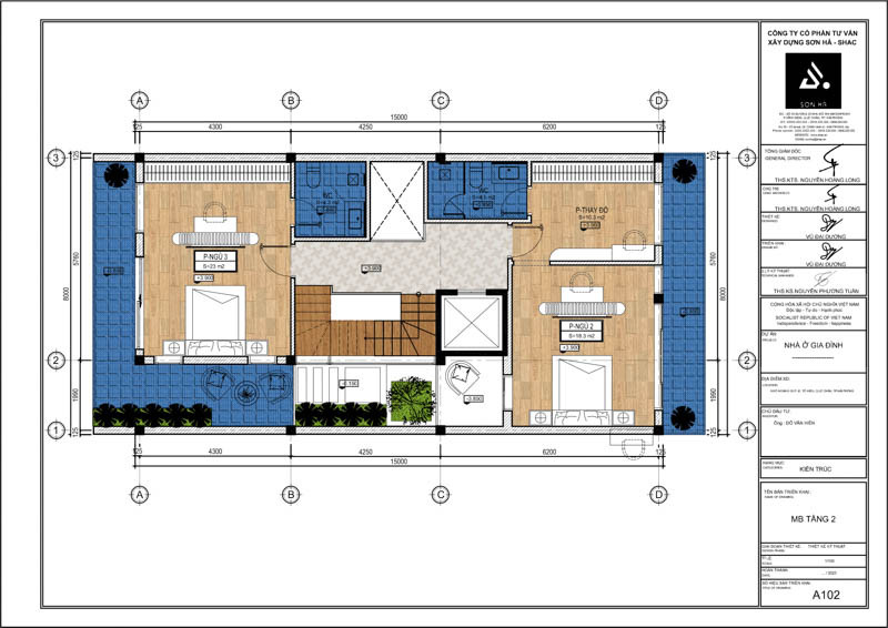 Thiết kế biệt thự hiện đại 2 tầng 1 tum với khoảng xanh thu hút tại Hải Phòng 17 Mặt bằng tầng 2 trong biệt thự hiện đại 2 tầng 1 tum tại Hải Phòng