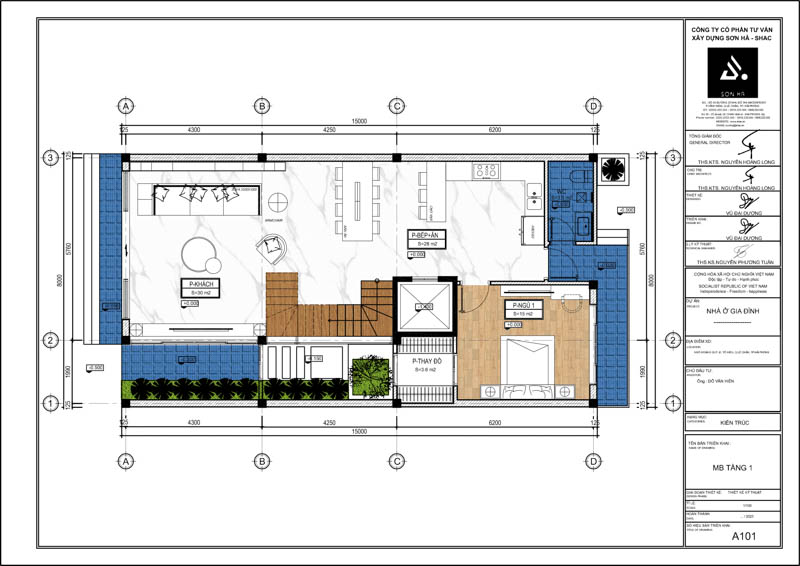 Thiết kế biệt thự hiện đại 2 tầng 1 tum với khoảng xanh thu hút tại Hải Phòng 16 Mặt bằng tầng 1 của biệt thự hiện đại tại Hải Phòng