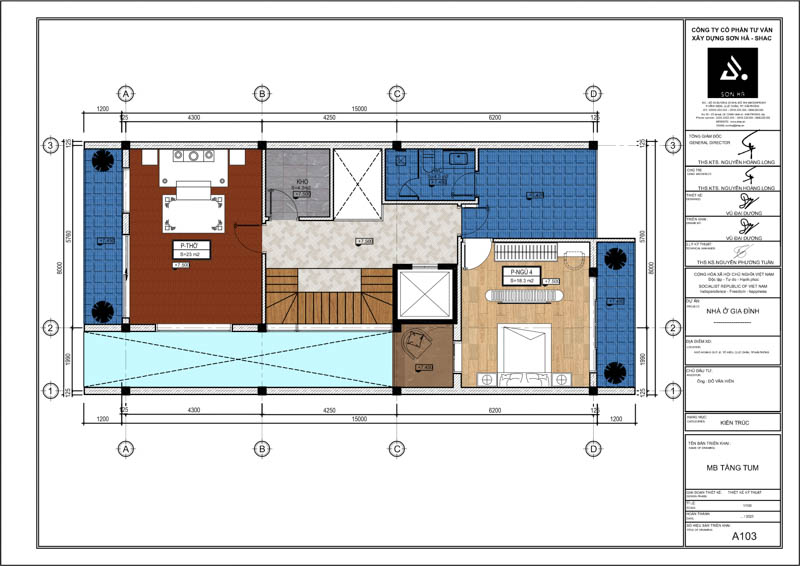 Thiết kế biệt thự hiện đại 2 tầng 1 tum với khoảng xanh thu hút tại Hải Phòng 18 Mặt bằng tầng tum của biệt thự hiện đại 320m2 tại Hải Phòng