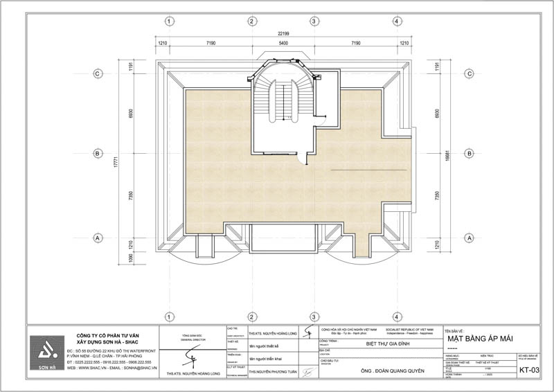 Mặt bằng tầng áp mái biệt thự 3 tầng tại Bắc Ninh
