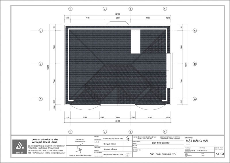 Mặt bằng tầng mái biệt thự Tân cổ điển 3 tầng tại Bắc Ninh