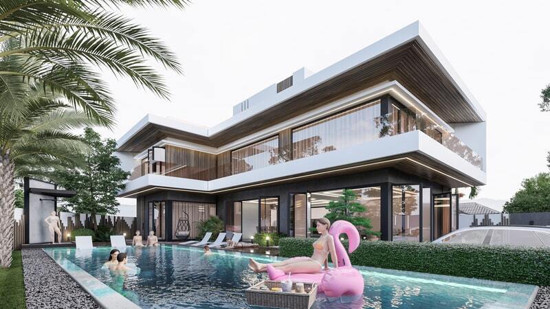 bản thiết kế biệt thự có bể bơi