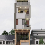 Mặt tiền tinh giản, ấn tượng của nhà ống kinh doanh 5 tầng tại Bắc Giang.