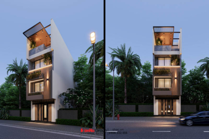 Nhà ống Hiện đại 3 tàng mang màu sắc tươi sáng tại Bắc Ninh