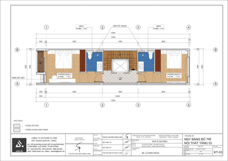 Nhà ống Hiện đại 4 tầng – Tổ ấm mơ ước cho cả gia đình 23 Mặt bằng tầng 3 nhà ống Hiện đại 4 tầng tại Hải Dương