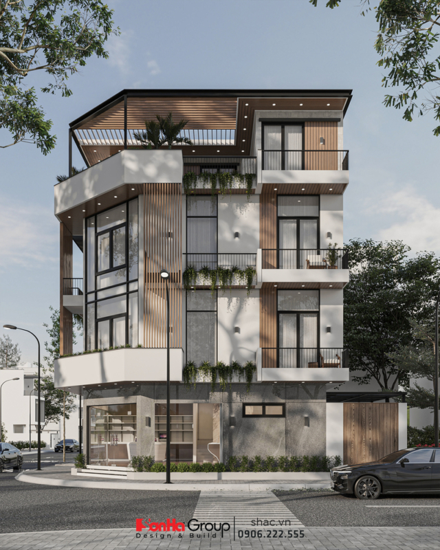 Nhà ống kinh doanh 4 tầng sở hữu thiết kế tối giản, Hiện đại.