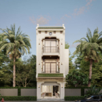 Mặt tiền nhà ống trẻ trung với phong cách Indochine độc đáo