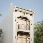 Hệ mái xanh tươi trẻ, gợi mở về một không gian sống xanh mát, thoáng đãng bên trong.