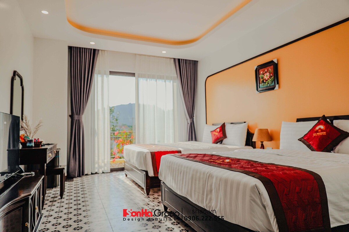 Phòng nghỉ được thiết kế sang trọng và thoải mái cho du khách nghỉ ngơi tại khách sạn 3 sao