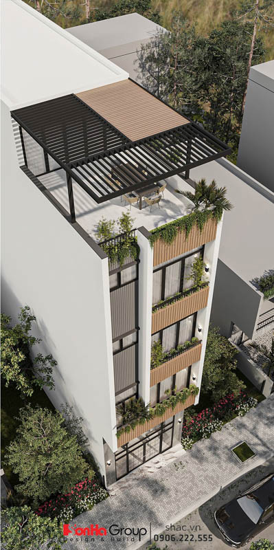 Sân vườn, cây xanh được sử dụng giúp tăng tính kết nối, thông thoáng cho ngôi nhà.