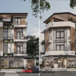 Nhà ống kinh doanh 4 tầng Hiện đại, xu hướng 2024