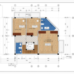 Mặt bằng tầng 3 nhà ống kinh doanh 4 tầng Hiện đại