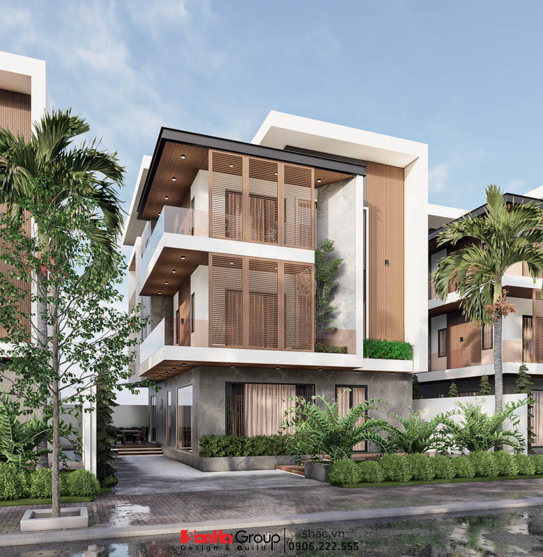 Biệt thự Nhật Bản Hiện đại sử dụng các chất liệu tự nhiên cho mặt tiền