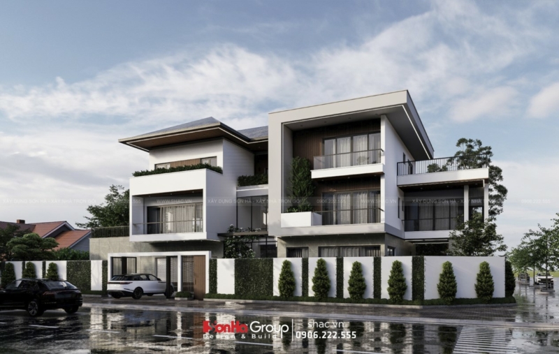 Biệt thự vườn Nhật Bản 3 tầng với những mảng kiến trúc hình hộp xếp chồng lên nhau