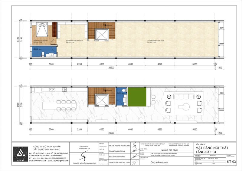 Mặt bằng tầng 3, 4 của nhà phố kinh doanh 135m2 tại Hải Phòng