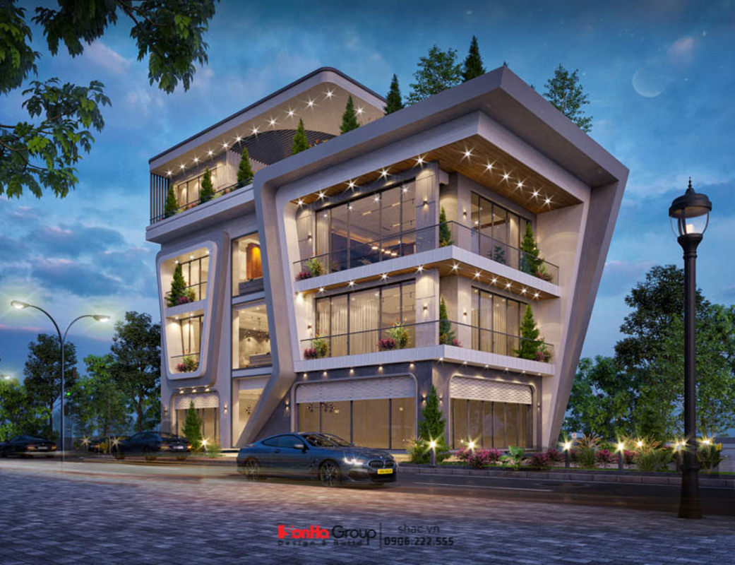 Nhà biệt thự 4 tầng đẹp kết hợp kinh doanh tại Thái Bình