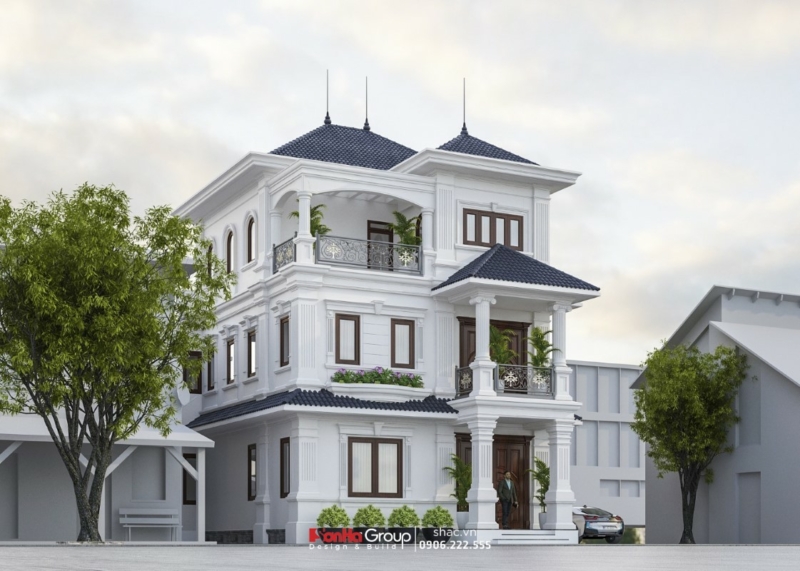 Thiết kế biệt thự kiểu Nhật 3 tầng phong cách châu Âu