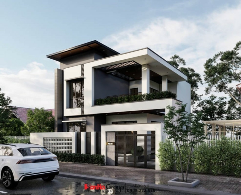 Thiết kế biệt thự kiểu Nhật 2 tầng mái bằng