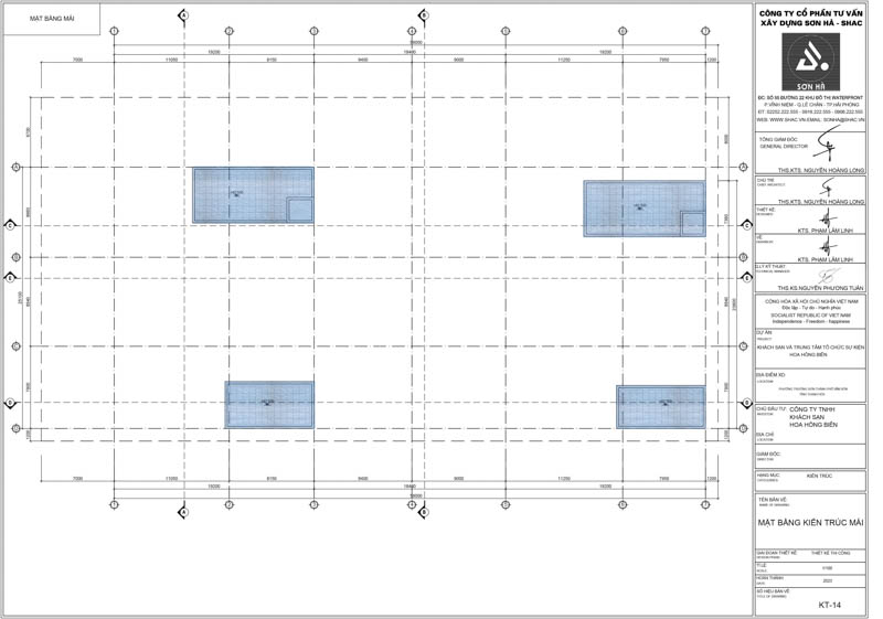 Thiết kế mặt bằng tầng mái của khách sạn 5 sao Hiện đại tại Thanh Hóa