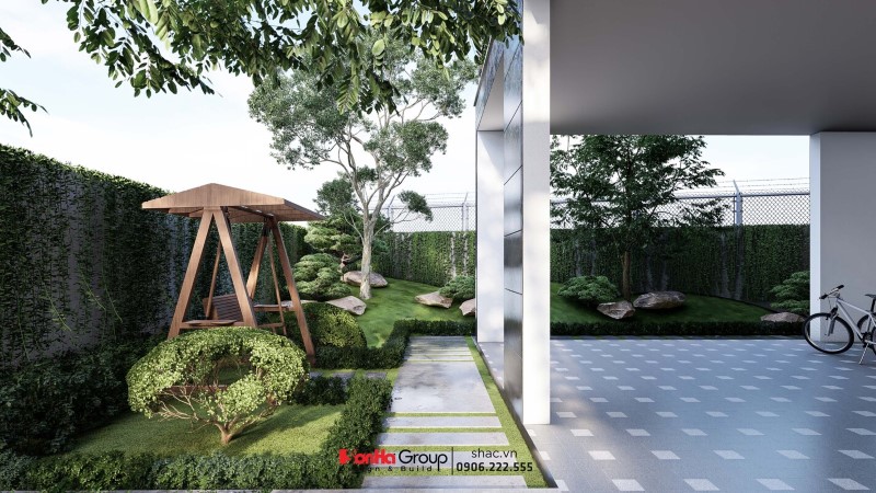 Thiết kế sân vườn biệt thự - Nghệ thuật kiến tạo không gian sống xanh 21 Hệ thống tiểu cảnh sân vườn được thiết kế bao quanh không gian sống của biệt thự