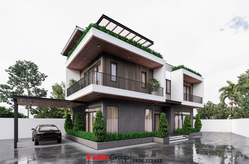 Mẫu thiết kế biệt thự 2 tầng 100m2 thoáng sáng