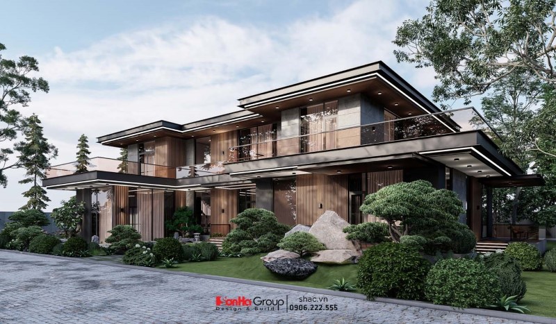 Thi công biệt thự 2 tầng 100m2 phong cách tối giản, tự nhiên