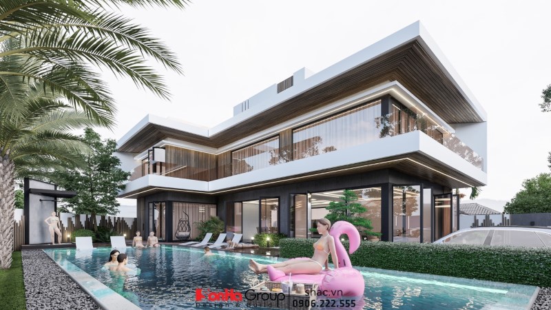 Xây nhà biệt thự 2 tầng 200m2 có hồ bơi