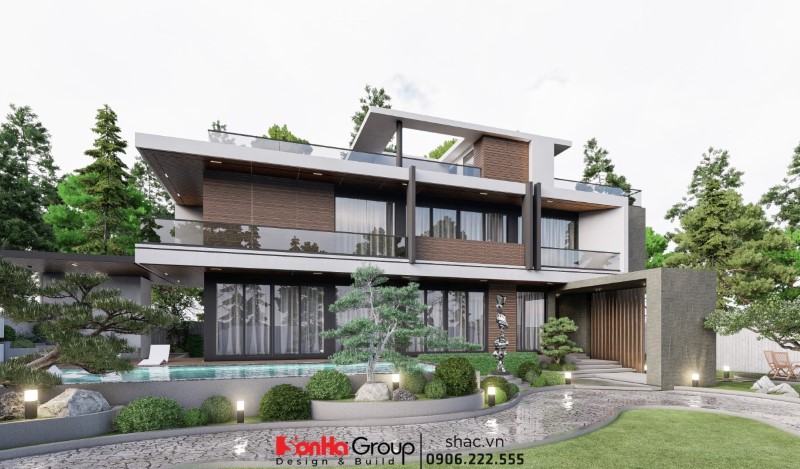 Xây nhà biệt thự 2 tầng phong cách hiện đại