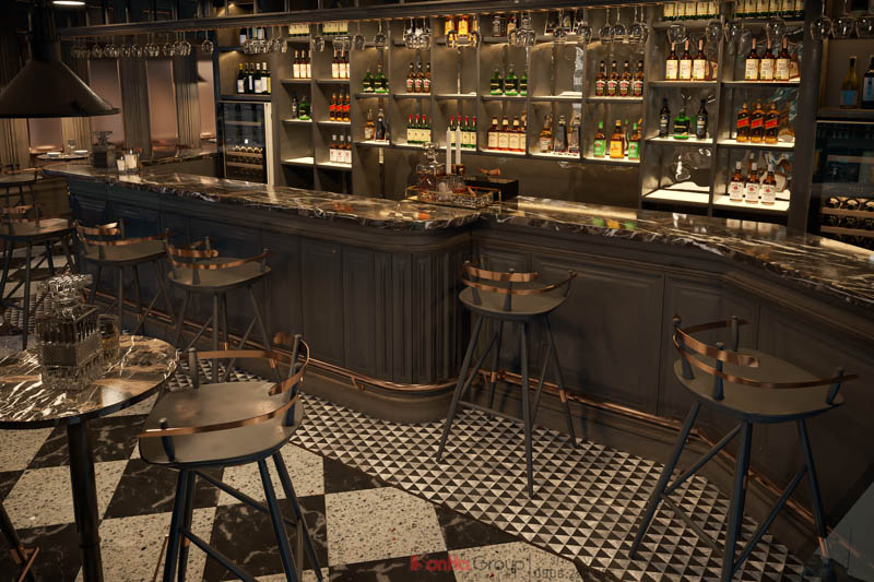 Nội thất cổ điển pha lẫn hiện đại là điểm nổi bật trong thiết kế của nhà hàng