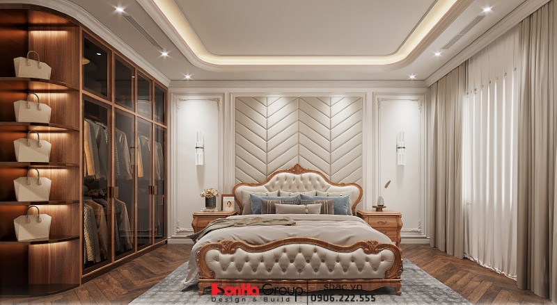 Sơn Hà Group: Công ty thiết kế thi công nội thất biệt thự uy tín với hàng ngàn mẫu thiết kế đẹp, đẳng cấp 12 Thi công nội thất phòng ngủ tân cổ điển gần gũi, đậm chất gỗ
