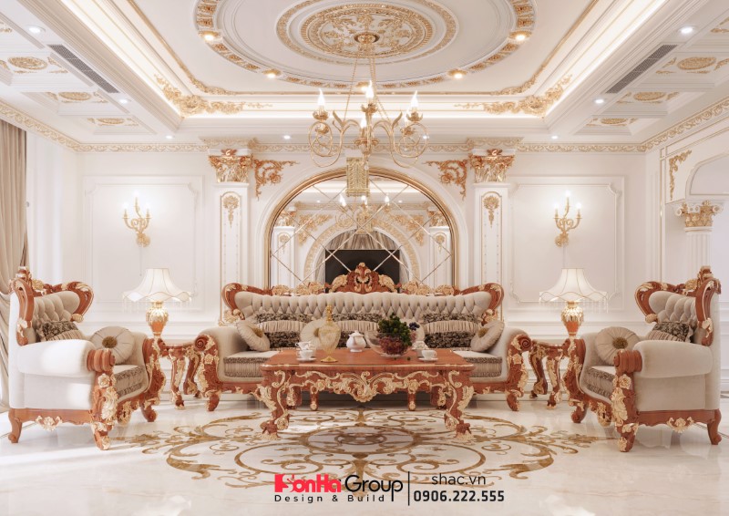 Sơn Hà Group: Công ty thiết kế thi công nội thất biệt thự uy tín với hàng ngàn mẫu thiết kế đẹp, đẳng cấp 8 Thiết kế thi công nội thất phòng khách theo phong cách cổ điển quý phái