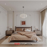 Gam màu cam tạo sự ấm cúng và thanh lịch cho phòng ngủ trong nhà ở kết hợp kinh doanh tại Hà Nội