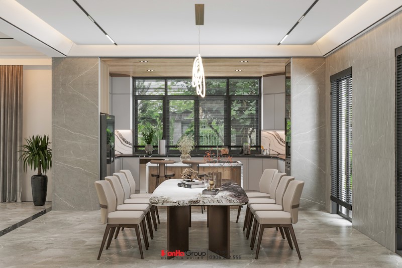 Thiết kế biệt thự hiện đại 500m2: Biến nắng Đông thành điểm sáng đặc biệt 29 Hệ cửa kính với lam chắn là thiết kế được ứng dụng xuyên suốt trong tầng 1 của biệt thự đẹp hiện đại