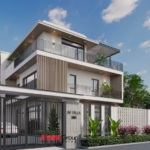 Mặt tiền biệt thự hiện đại thoáng rộng với không gian trong lành, đủ nắng mà không nóng