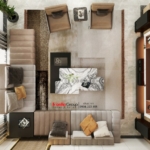 Phòng khách nổi bật với sắc cam ấm cúng trên nền màu trung tính