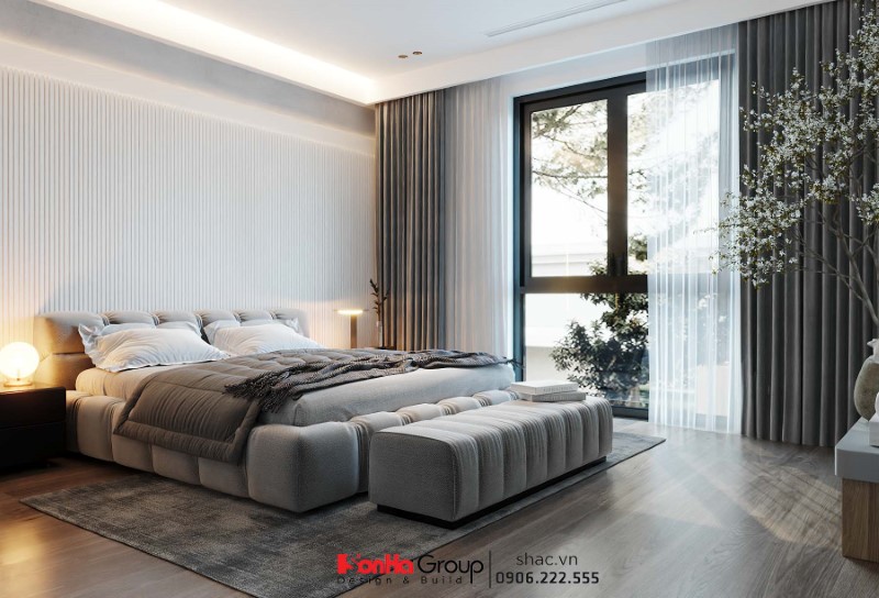 Thiết kế biệt thự hiện đại 500m2: Biến nắng Đông thành điểm sáng đặc biệt 34 Thiết kế phòng ngủ mang tông trầm ấn tượng trong biệt thự