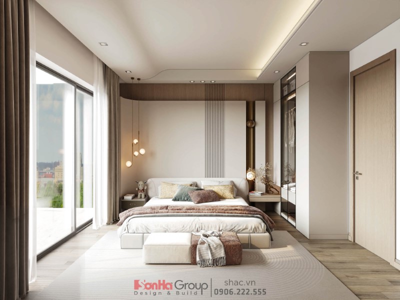 Thiết kế biệt thự hiện đại 500m2: Biến nắng Đông thành điểm sáng đặc biệt 36 Thiết kế phòng ngủ phong cách lãng mạn cho gia chủ