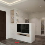 Căn phòng được phân chia công năng hợp lý, tiện nghi mà không khiến không gian bị ngợp