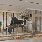 Cây đàn piano được đặt trong phòng khách để cả nhà thư giãn với những bản nhạc dịu êm