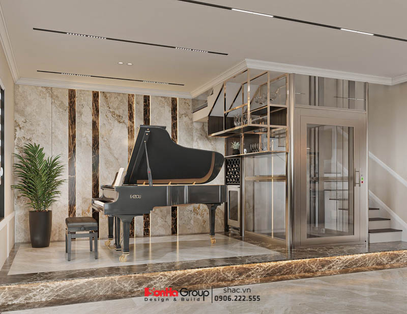 Căn biệt thự 4 tầng lưu giữ những khoảnh khắc chậm trôi của thời gian 52 Cây đàn piano được đặt trong phòng khách để cả nhà thư giãn với những bản nhạc dịu êm