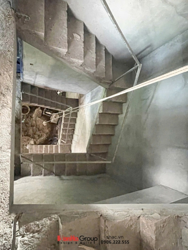 Không gian biệt thự đang thi công được nhìn từ trên cao