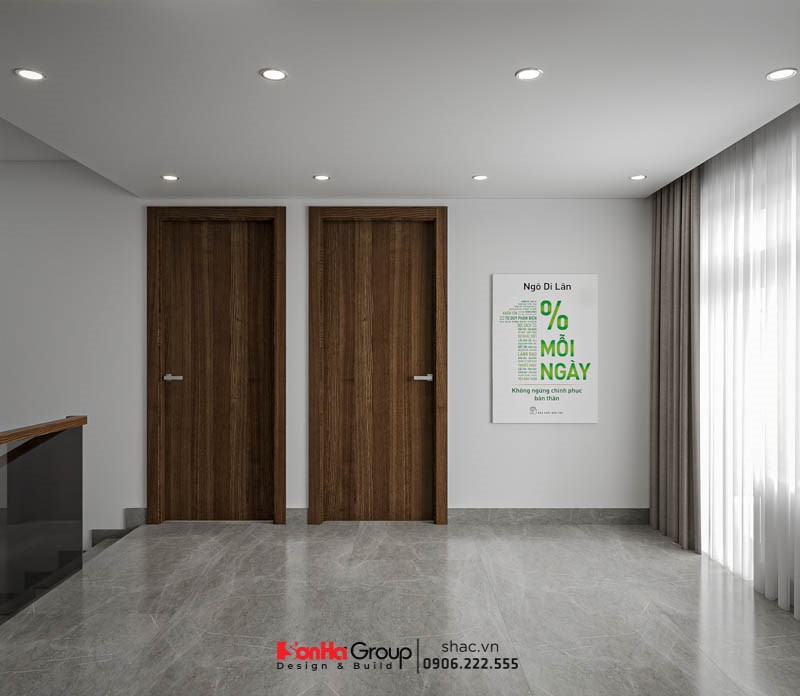 Không gian sảnh tầng 3 rộng rãi trong biệt thự song lập hiện đại