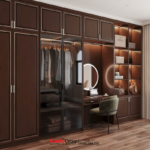 Không gian tích hợp nhiều công năng trong phòng ngủ của gia đình.