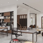 Khu vực bếp ăn được thiết kế tích hợp thành không gian linh hoạt với công năng đa dạng